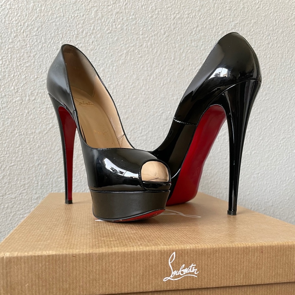 Christian Louboutin Lady Peep 150 Black Patent